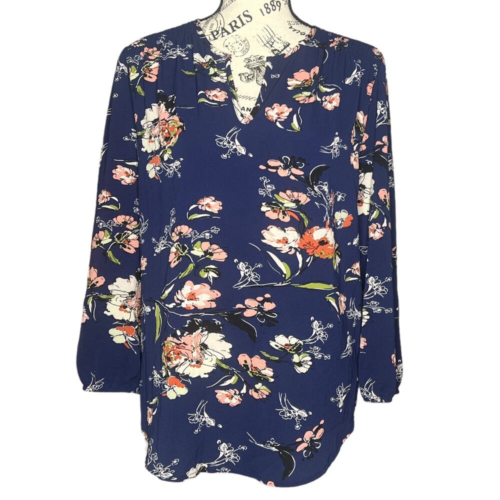 Fun2Fun (S) Kenmore Split Neck Blouse - Stitch Fix 3/4 Sleeve Floral Top
